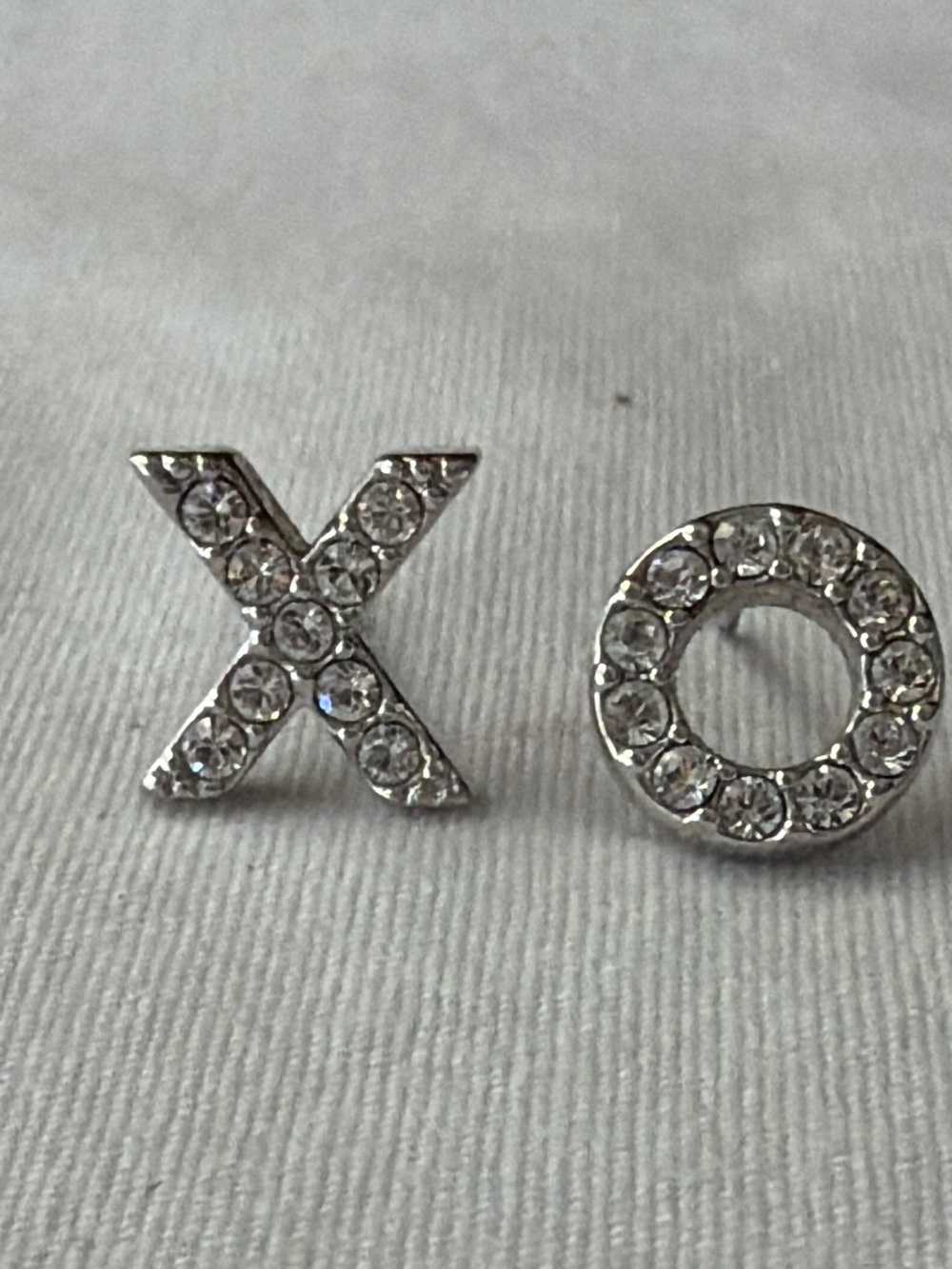Touchstone Crystal Swarovski XO Crystal Stud Earrings Silver Tone